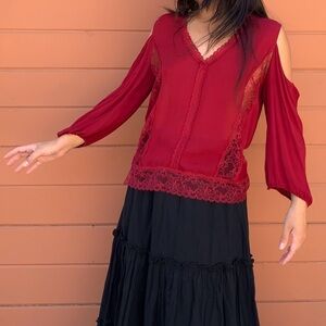 Alice + Olivia Black Tiered Maxi Skirt